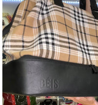 BEIS The Weekender Plaid Travel Bag Carry On Overnight Luggage Shoe Compartment