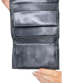 Fendi Black Folded Wallet with Metal Logo Plaque