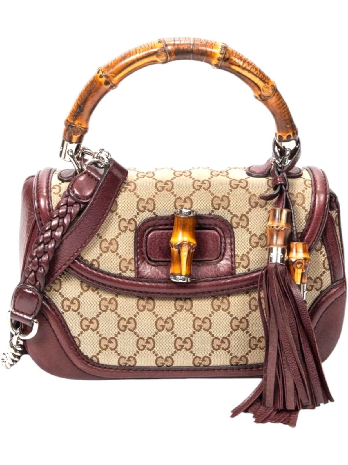 Gucci Bamboo Handle GG Supreme Canvas Shoulder Bag