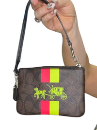 Coach Signature Canvas Wristlet with Neon Coach Print