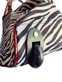 Gloria Vanderbilt Zebra Print Rolling Duffle Bag Carry On Weekender Luggage Y2K