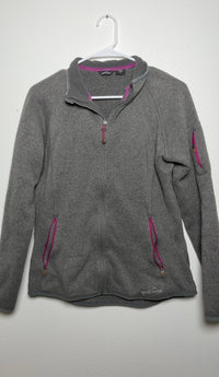 Eddie Bauer Gray Fleece Zip-Up Jacket with Pink Trim Size L skuM