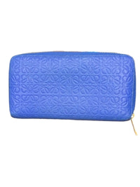 Loewe Embossed Leather Zip-Around Wallet in Blue