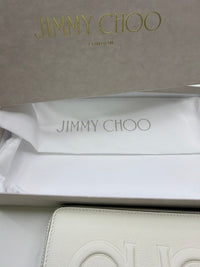 Jimmy Choo Bettina Milk White Leather Embossed Zip Wallet full inclusion new