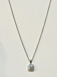 Moissanite authentic silver tone necklace 16”-18” New N8