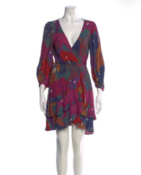 Farm Rio Multicolor Animal Print V-Neck Long Sleeve Dress