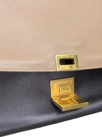 Celine Trapeze Medium Tricolor Leather & Suede Satchel Bag Black Taupe