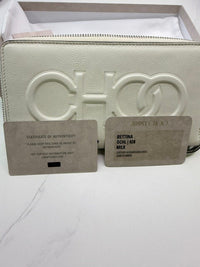 Jimmy Choo Bettina Milk White Leather Embossed Zip Wallet full inclusion new