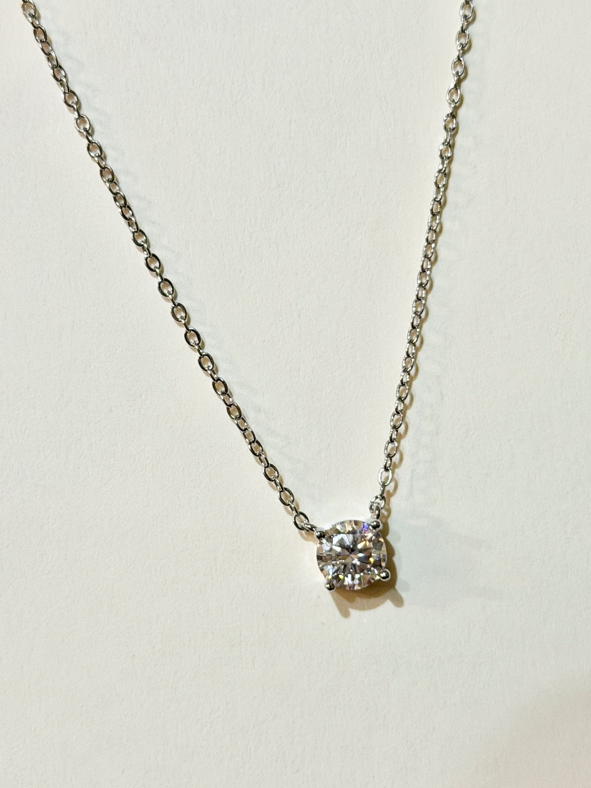 Moissanite authentic silver tone necklace 16”-18” New N6