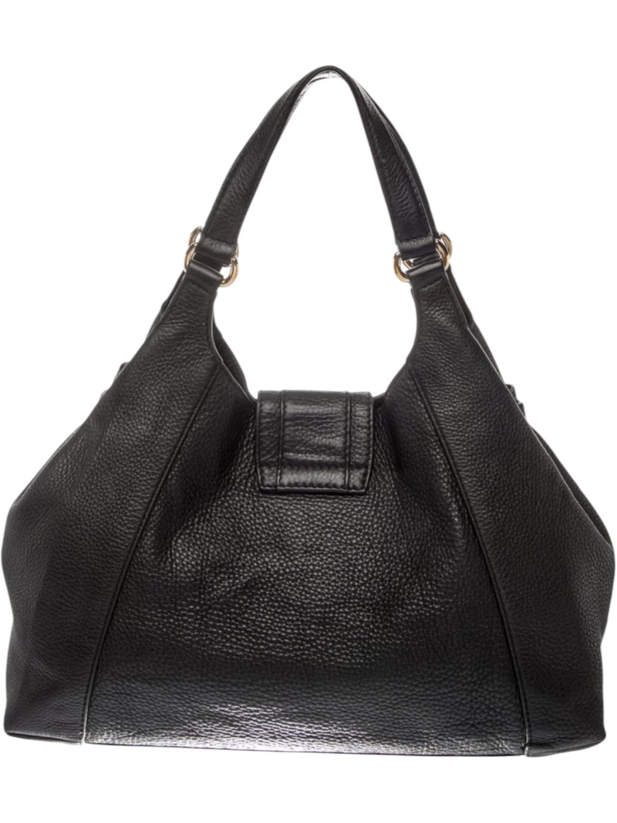 GUCCI Abbey Greenwich Black Pebbled Leather Shoulder Bag with Gold Buckle