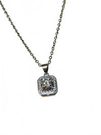 Moissanite authentic silver tone necklace 16”-18” New N8