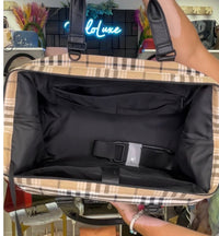 BEIS The Weekender Plaid Travel Bag Carry On Overnight Luggage Shoe Compartment