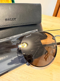 Bally BY0106/H-12E Unisex Black Metal Aviator Sunglasses New