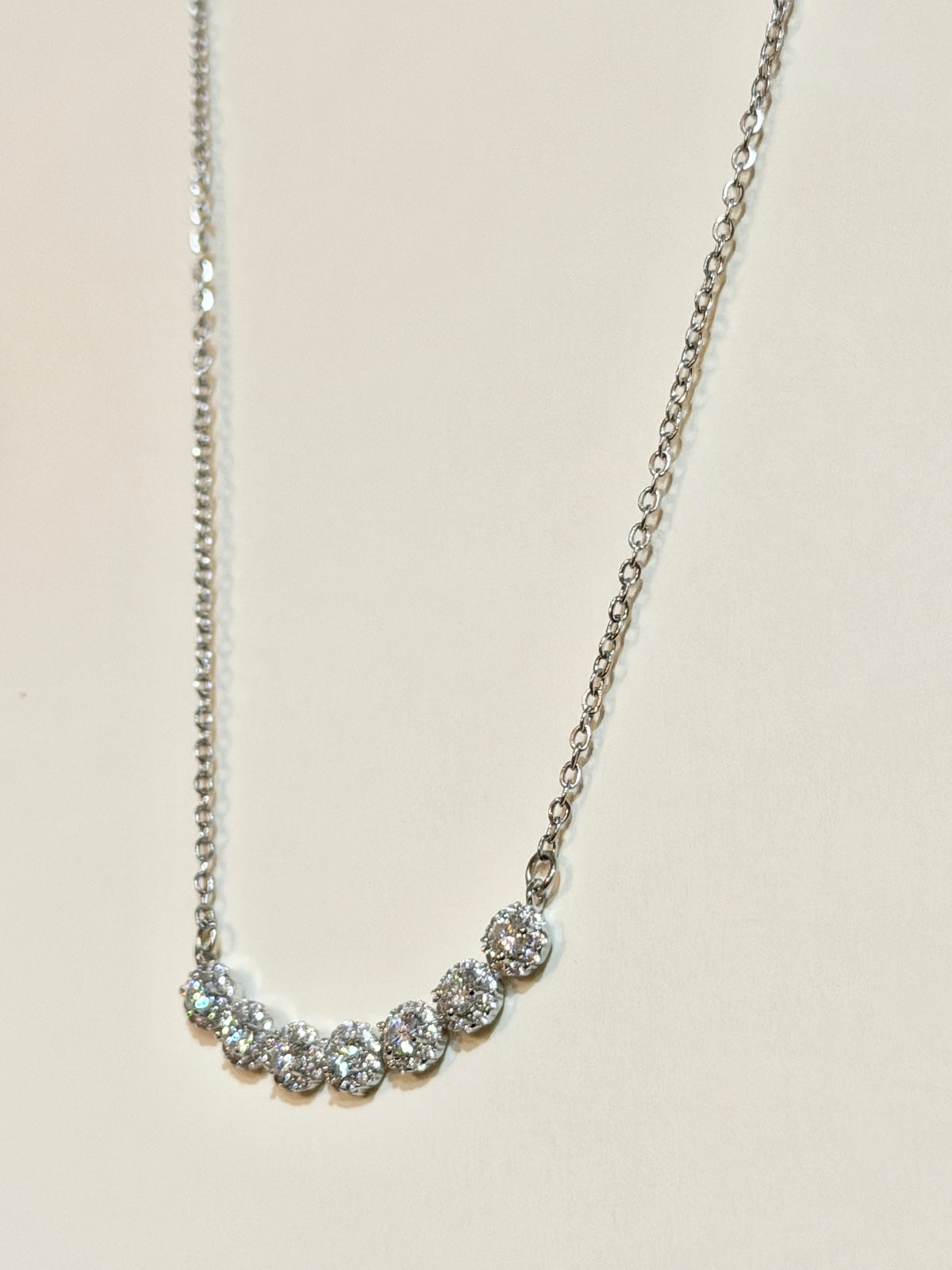 Moissanite authentic silver tone necklace 16”-18” New N3