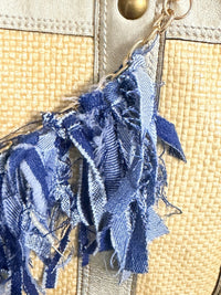 Boho Denim Purse Chain Charm Gold Pearl Fringe