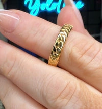Fendi Gold Tone Chain Link Logo Ring Size 7