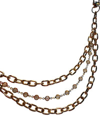 Handbag chain charm gold tone triple layer with rhinestones