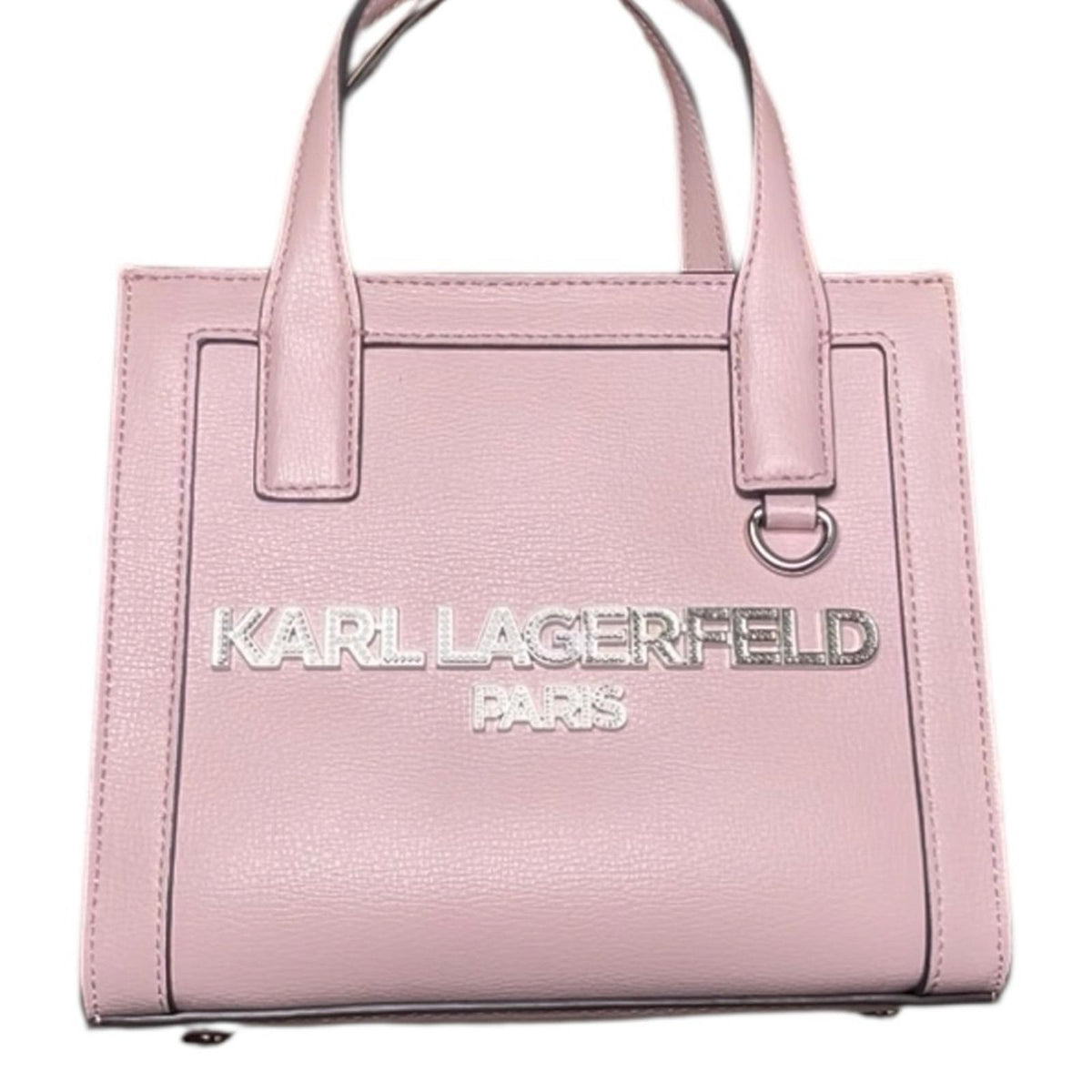 Karl Lagerfeld Paris Nouveau Pink Leather Satchel Crossbody Structured Tote Bag