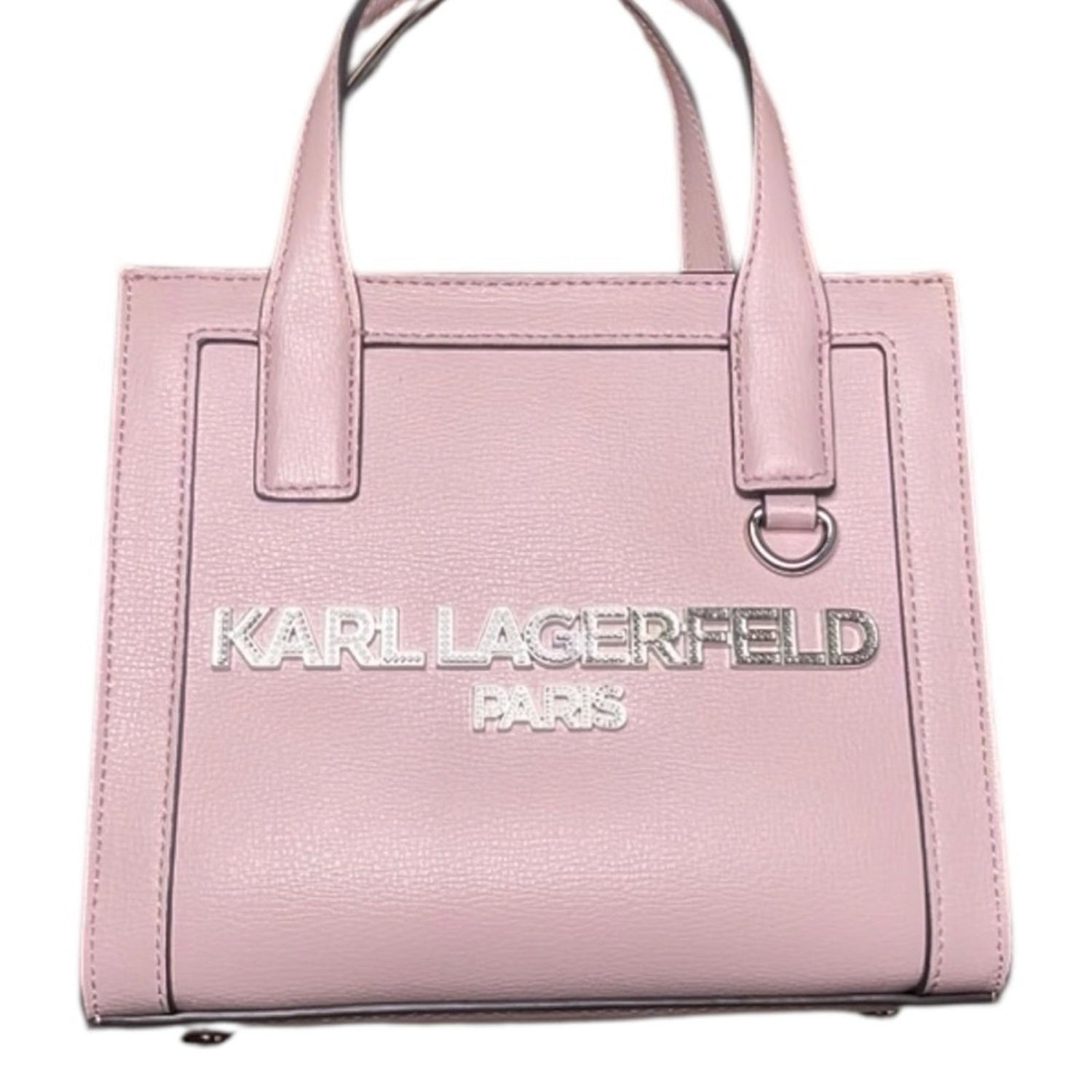 Karl Lagerfeld Paris Nouveau Pink Leather Satchel Crossbody Structured Tote Bag