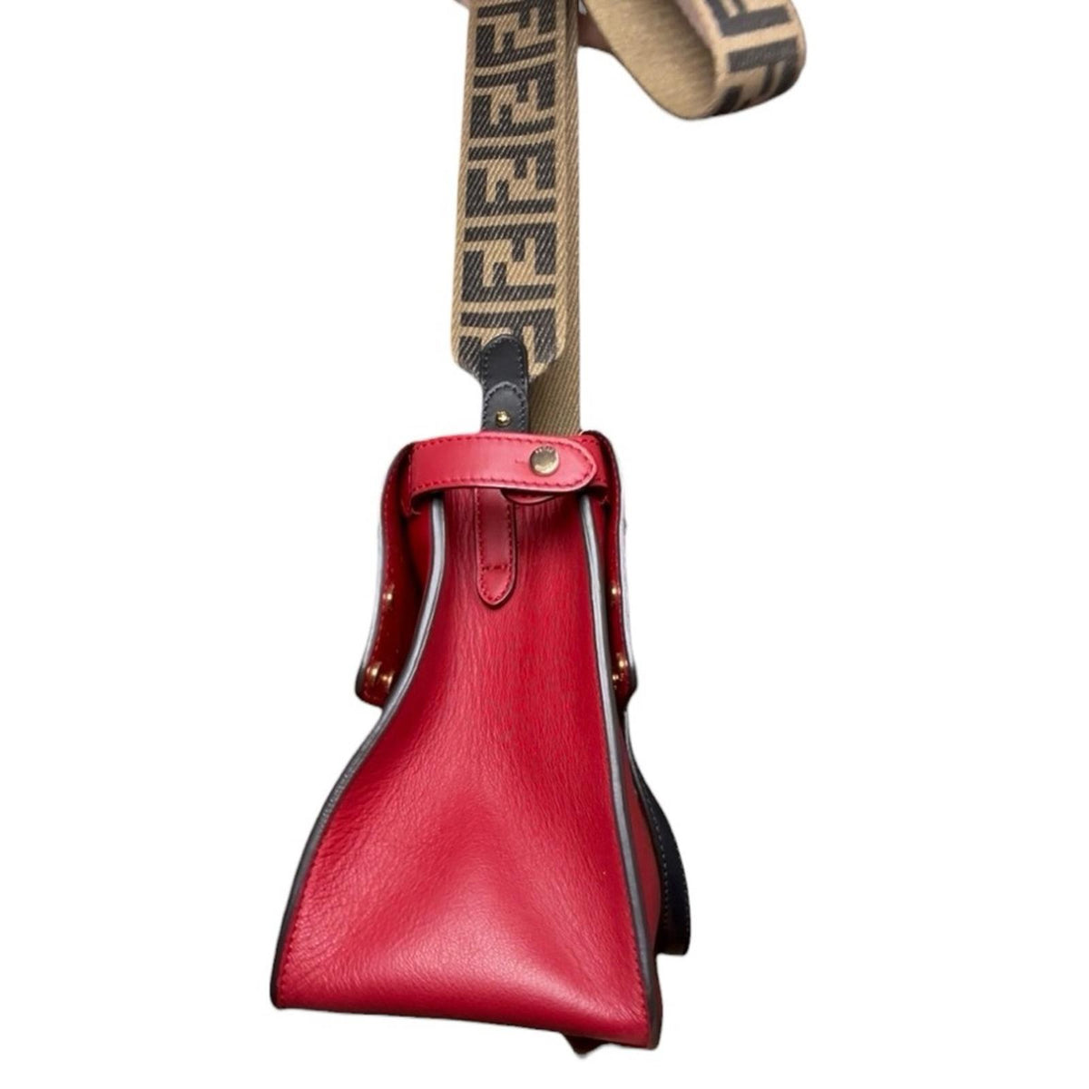 Fendi Red Tri-Color Grace Leather Medium Flip Bag