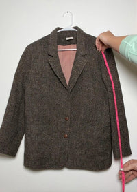 Vintage T.S. Gray Brown Tweed Blazer Womens Size 12 USA skuM