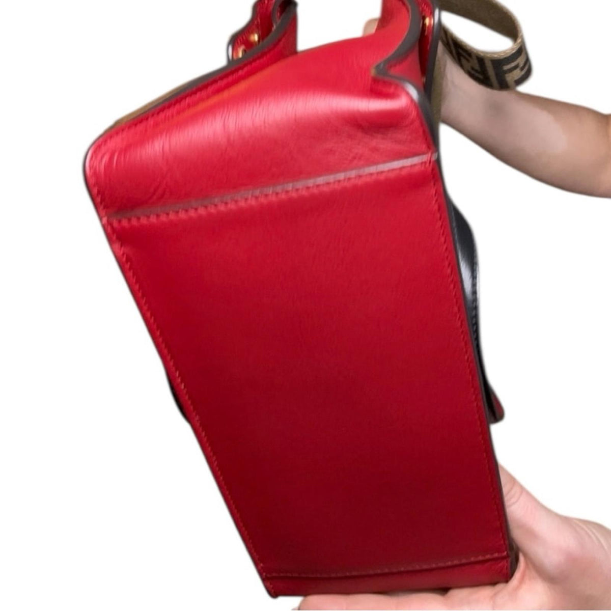 Fendi Red Tri-Color Grace Leather Medium Flip Bag