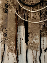 Rustic Boho Farmhouse Home Sweet Home Lace Pearl Wall Hanging New