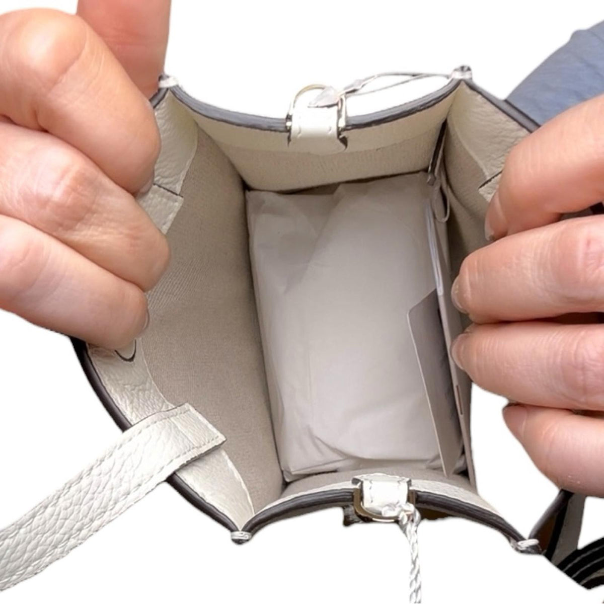 Jimmy Choo Mini Shopper Handbag Milk White Leather Tote Crossbody