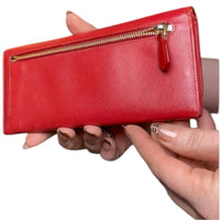 Prada Saffiano Leather Cherry Wallet Red