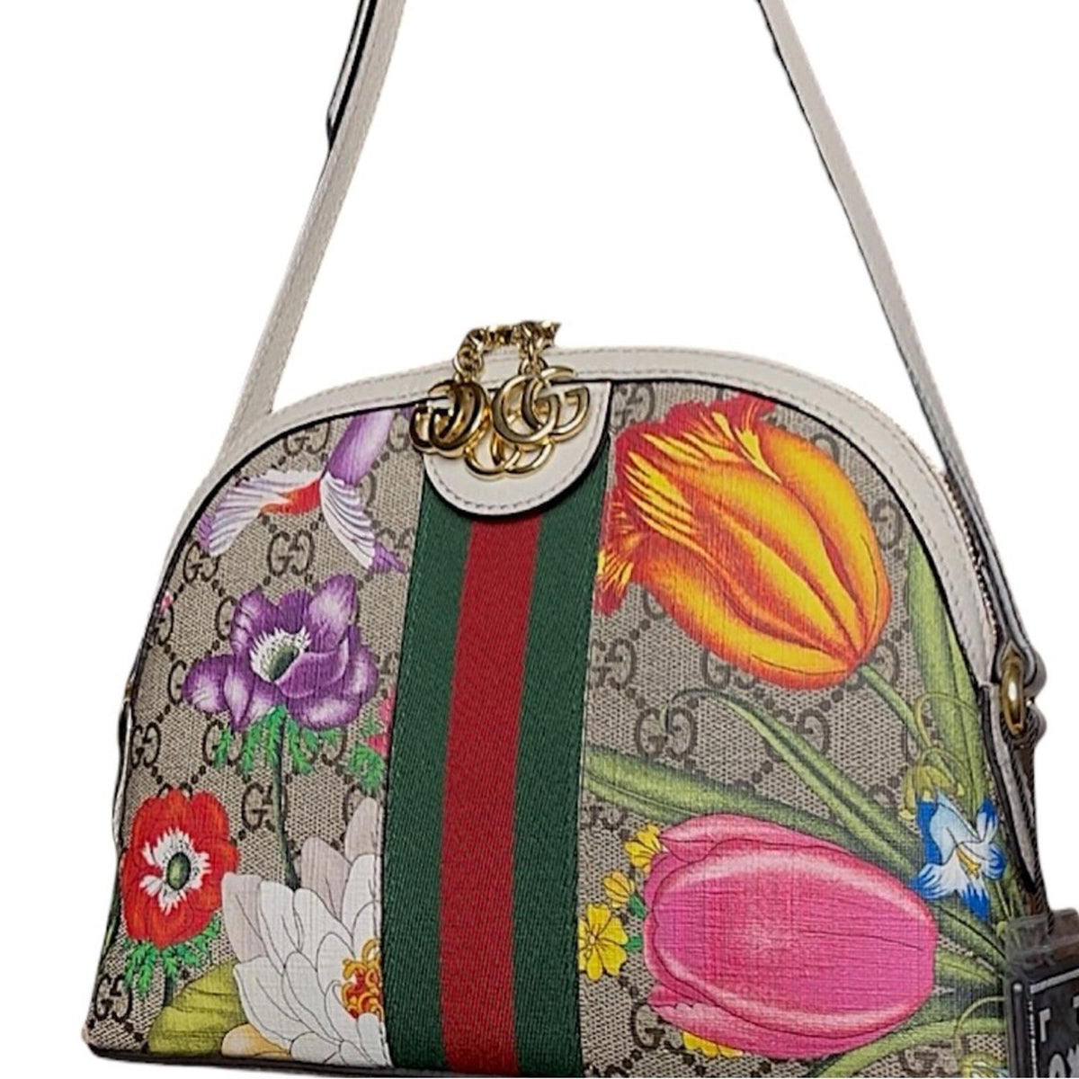 Gucci Ophidia Flora Dome Bag GG Supreme Beige Ebony