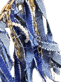 Boho Denim Purse Chain Charm Gold Pearl Fringe