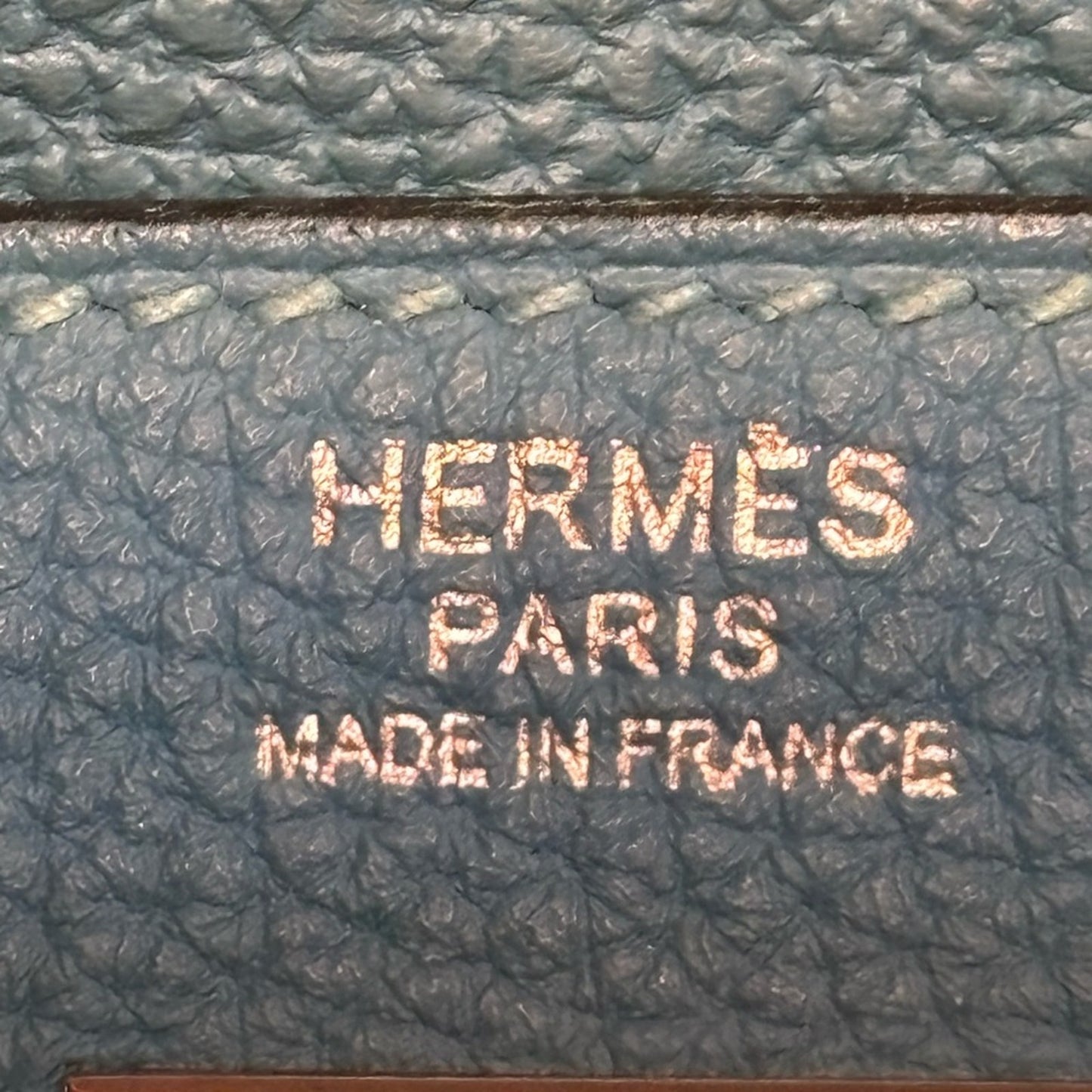 HERMES KELLY Retourne Togo 32 Blue Jean with Palladium Hardware EUC