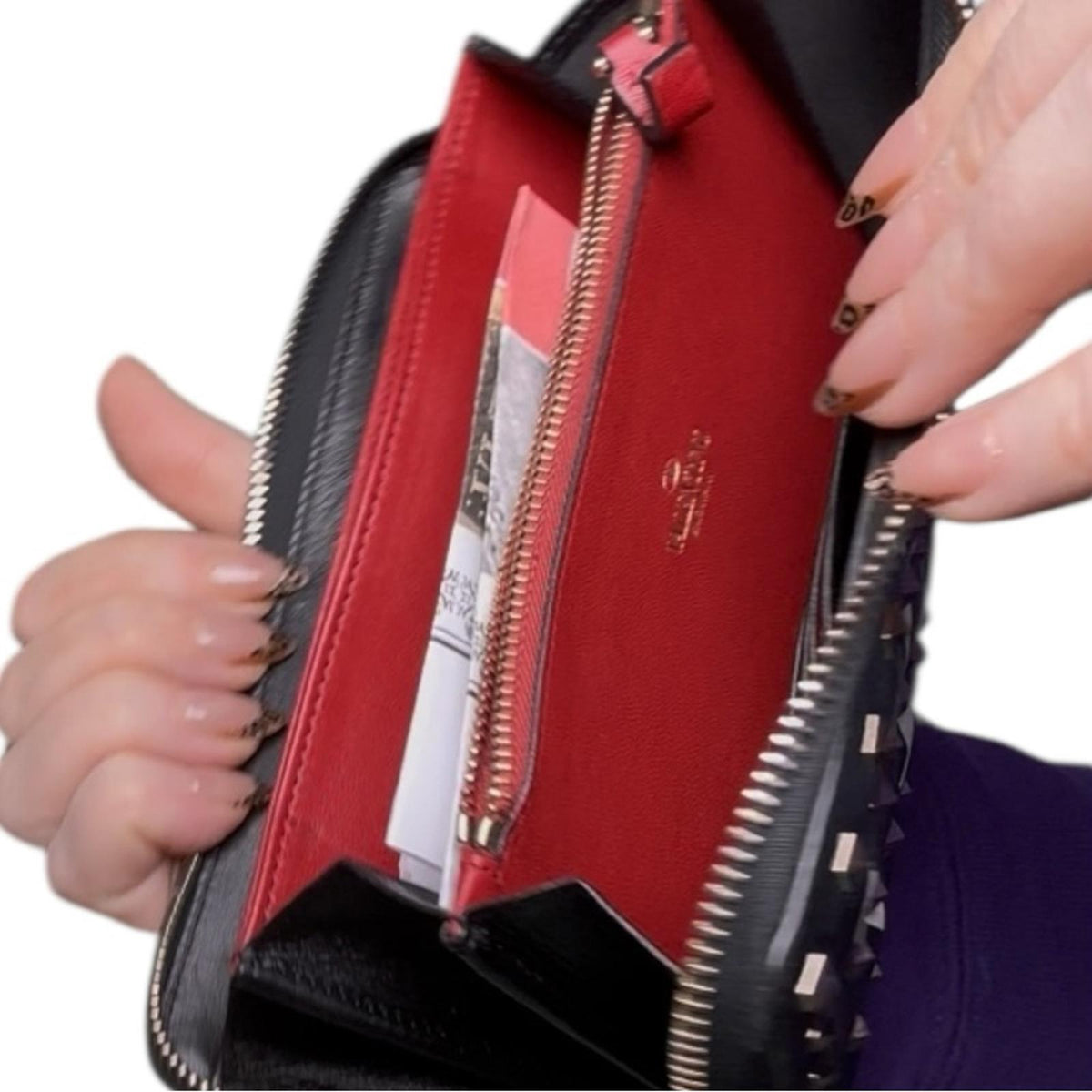 Valentino Garavani VLTN Rockstud Zip-Around Wallet Black w/ COA