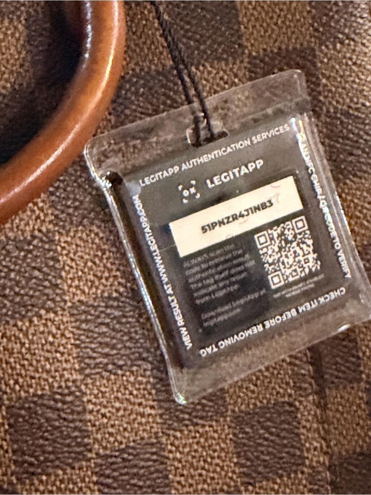 Louis Vuitton Brown Damier Ebene Satchel with Black Front Panel and Tan Handle