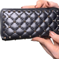 Valentino Garavani VLTN Rockstud Zip-Around Wallet Black w/ COA