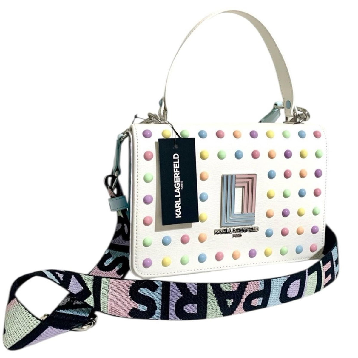 Karl Lagerfeld Paris Simone Flap Crossbody Leather Shoulder Bag