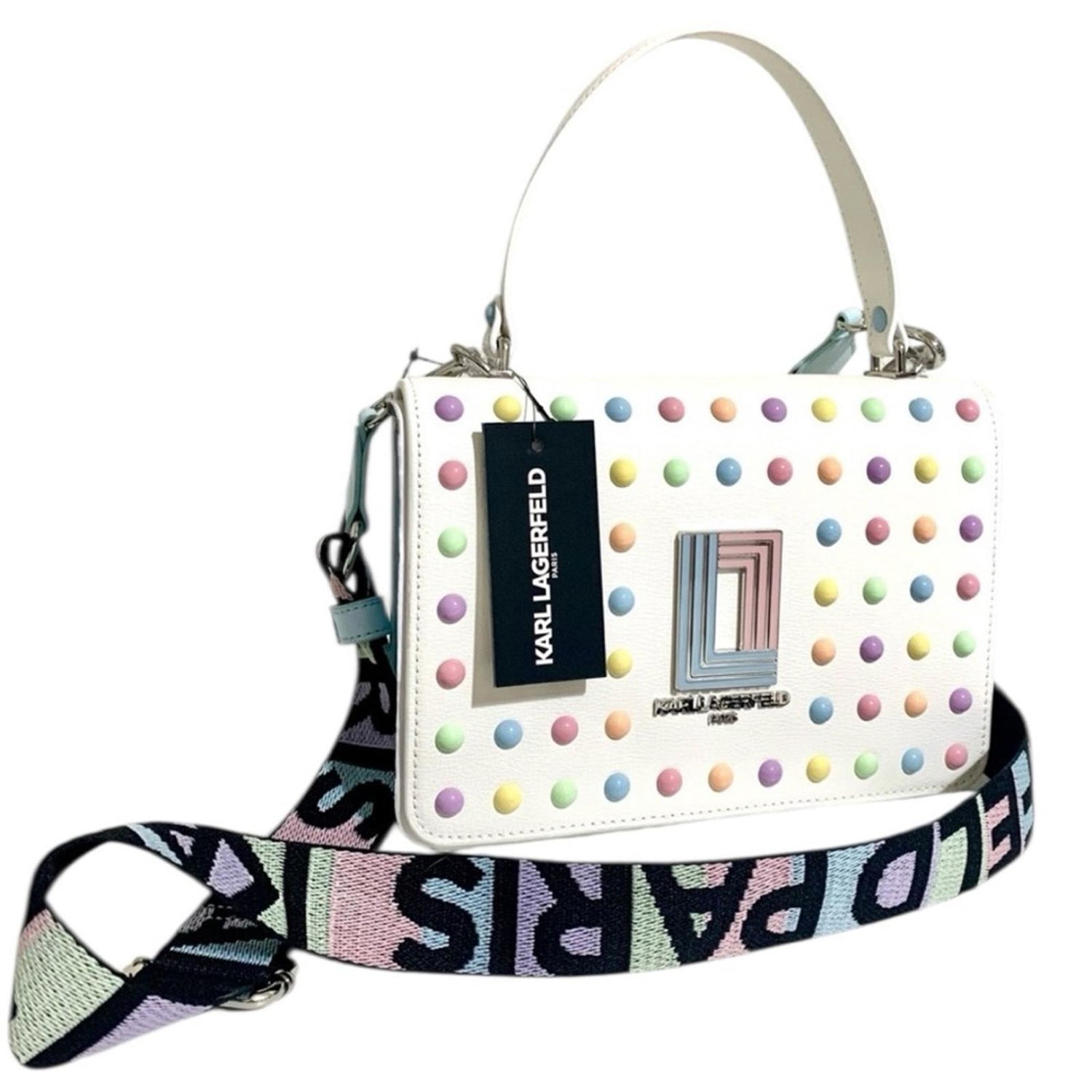 Karl Lagerfeld Paris Simone Flap Crossbody Leather Shoulder Bag