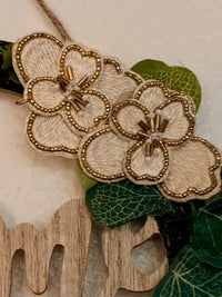 Rustic Boho Farmhouse Home Sweet Home Lace Pearl Wall Hanging New