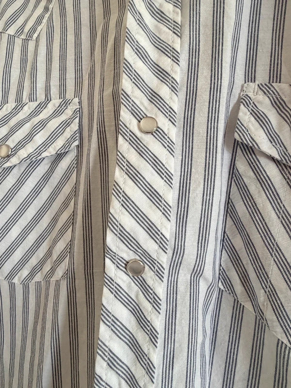 Vintage Williams Bay Men’s L Striped Shirt Short Sleeve Pearl Snap sku1059
