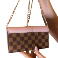 Louis Vuitton Damier Abene Portefeuille Clapton Long Wallet Magnolia Pink Brown