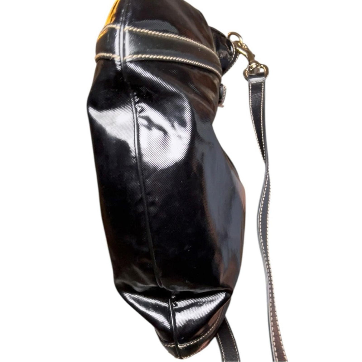 Gucci Coated Canvas and Patent Leather GG Logo Dialux Britt Hobo Bag