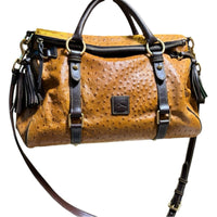 Dooney & Bourke Florentine Ostrich Embossed Leather Satchel Brown Crossbody