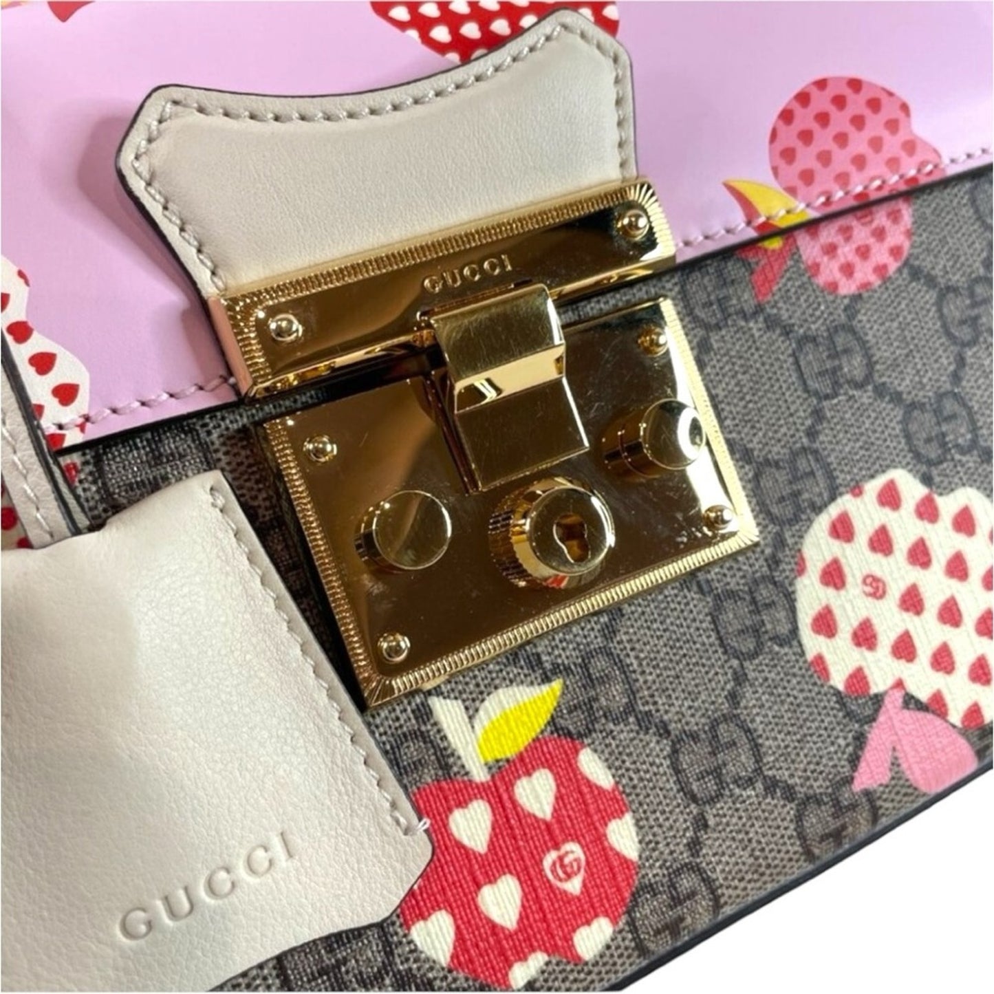 Gucci Limited Edition Padlock GG Supreme Apple Print Shoulder Bag