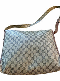 Gucci Beige/Brown Monogram Messenger Bag with Green & Red Web