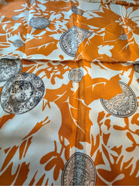 Celine Silk Scarf Orange & White Print with COA