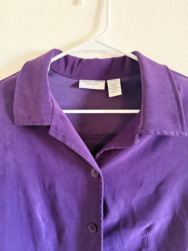Jaclyn Smith Classic Purple Button Suede Jacket Blazer Large skuO