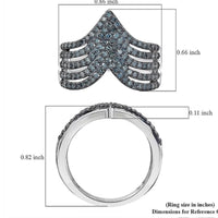 925 Blue 1.0 ctw Diamond Chevron Ring Retail $1299 Size 6