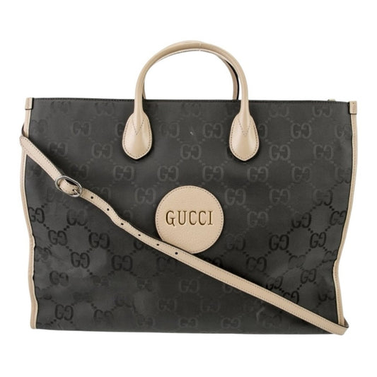 Gucci GG Nylon Tote Brown & Cream Top Handle Shoulder Bag