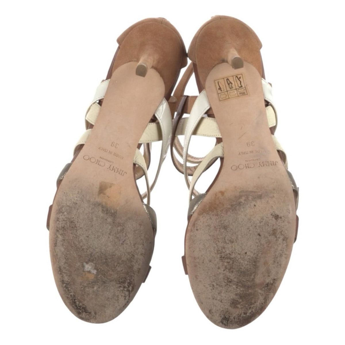 Jimmy Choo Leather Gladiator Sandals Brown Neutral Multi Strap Size 39 US 9