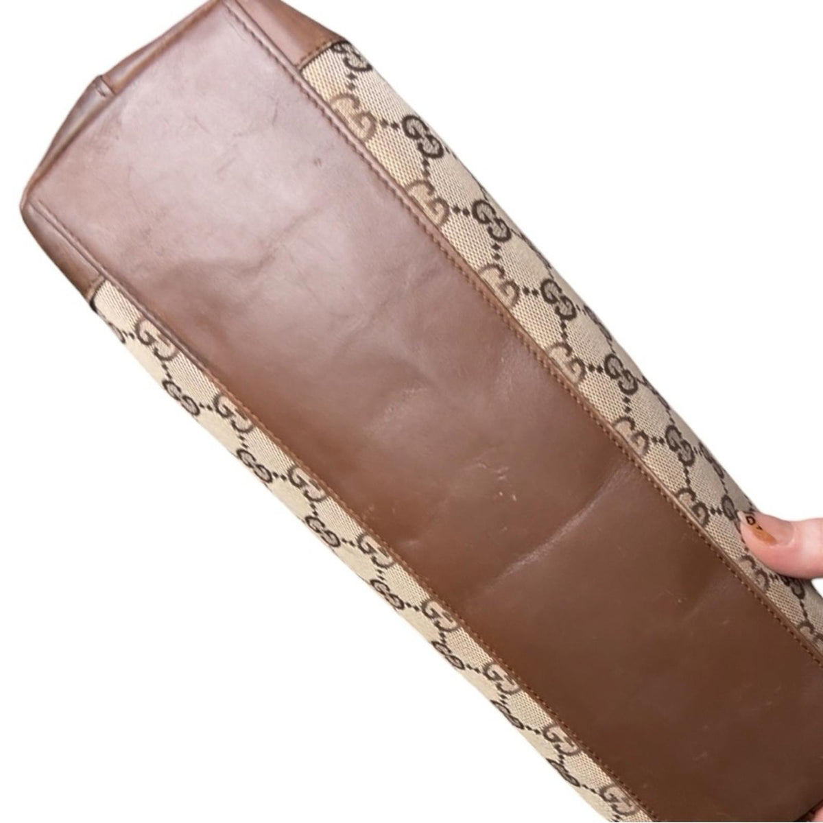 Gucci Jackie Tote GG Canvas Brown Leather Trim